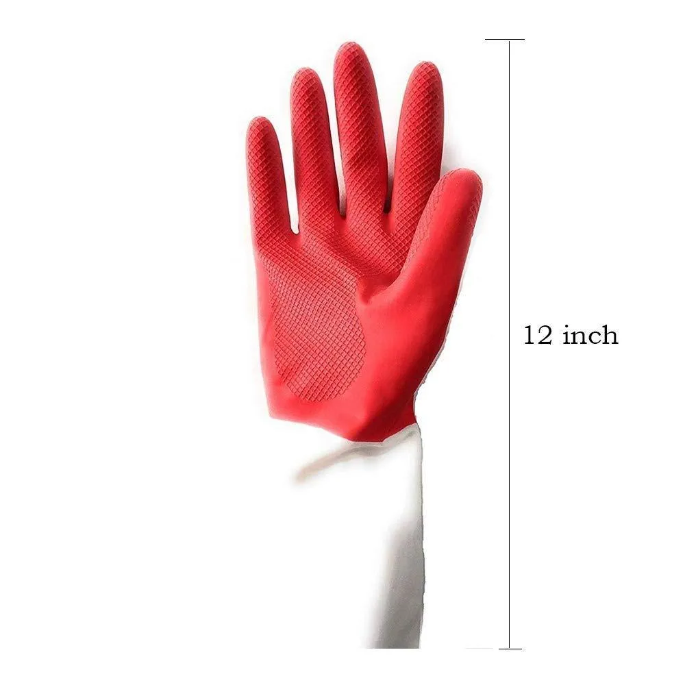 672 - Dual Color Reusable Rubber Hand Gloves (Red   White) - 1 pc