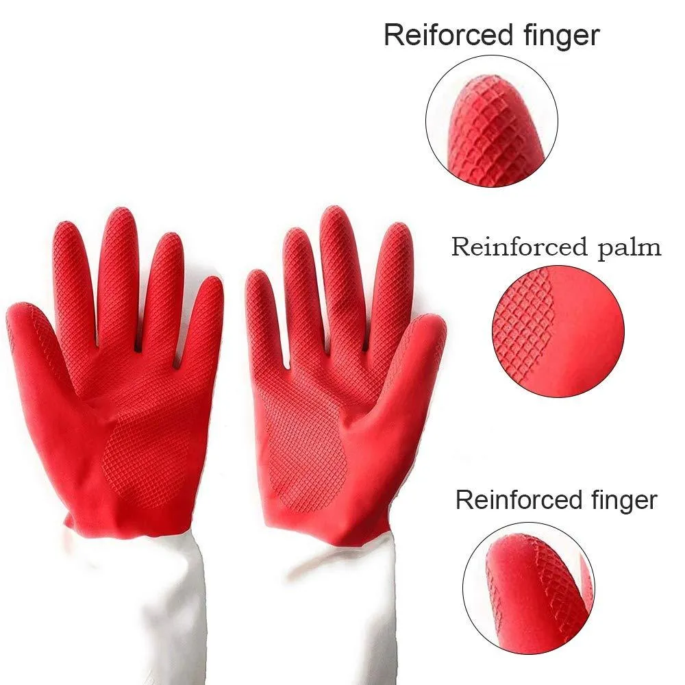 672 - Dual Color Reusable Rubber Hand Gloves (Red   White) - 1 pc