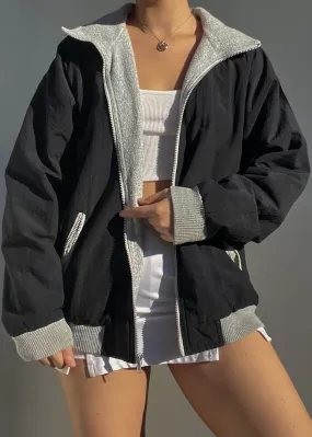 90's Black & Gray Bomber (M-L)