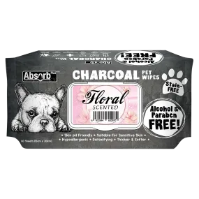 Absorb Plus Charcoal Pet Wipes Floral Scented 15cm x 20cm - 80sheets