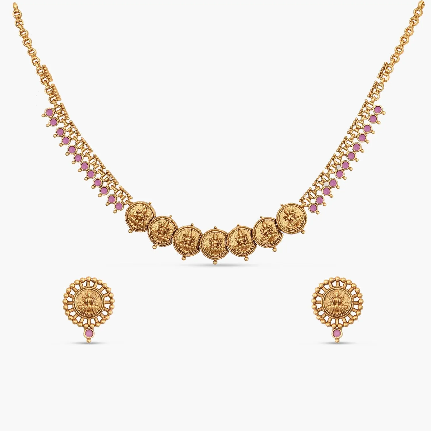 Arya Heritage Red Kempu Necklace Set