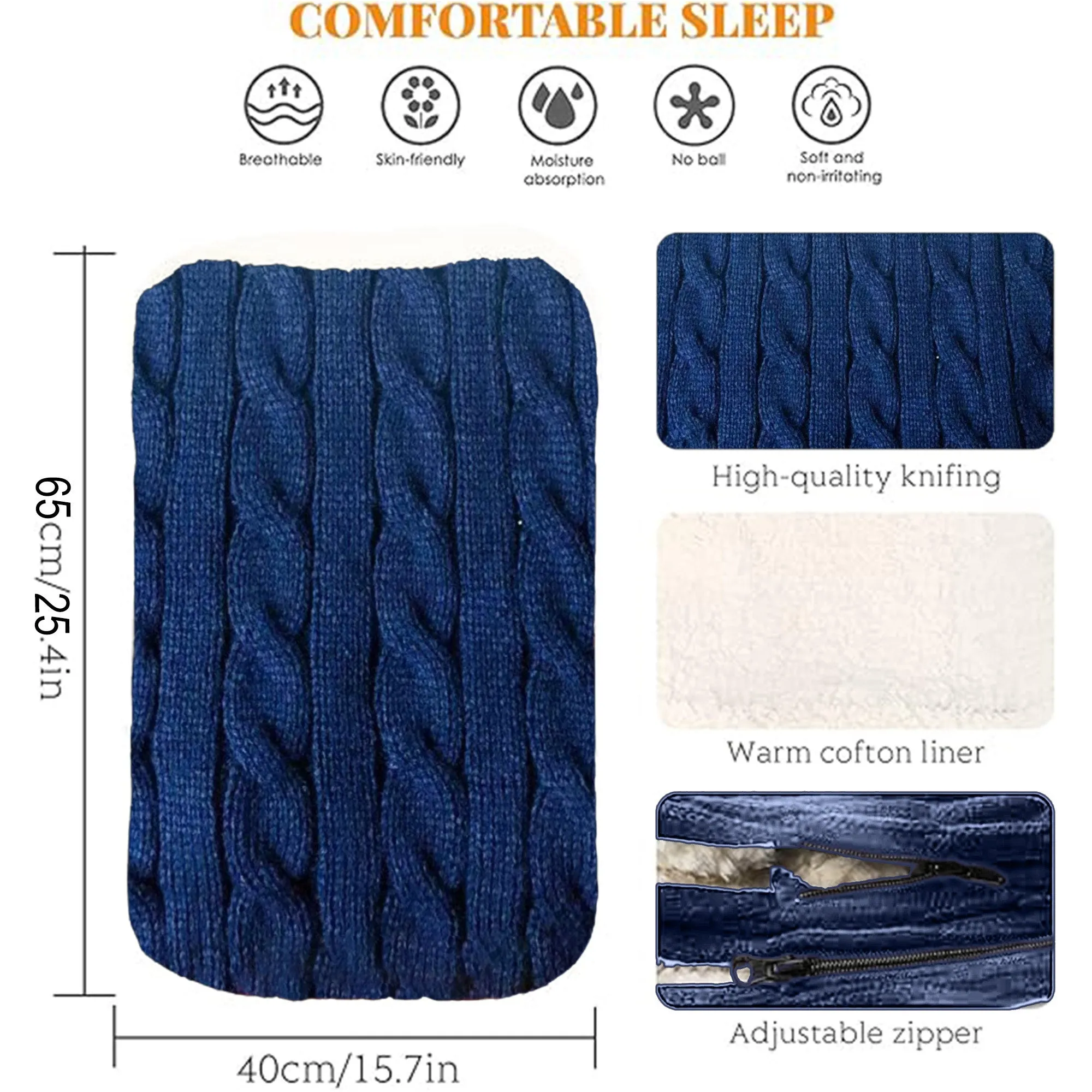 Babymoon Organic Knitted Woolen Fleece Swaddle Wrap | Baby Sleeping Bag | Blue