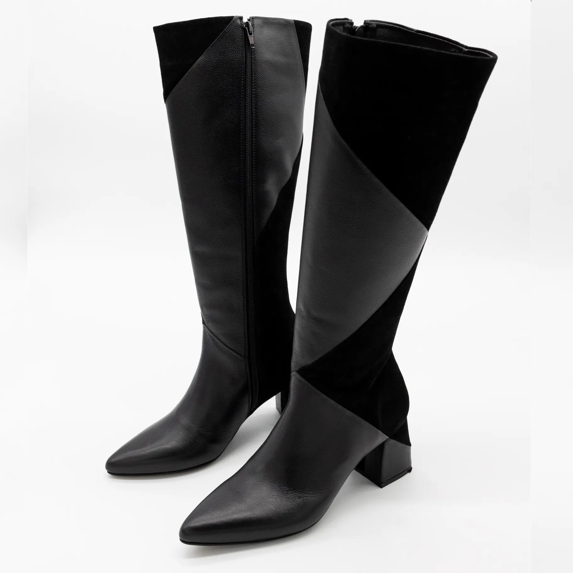 Bari knee-high boots in black leather womens shoes