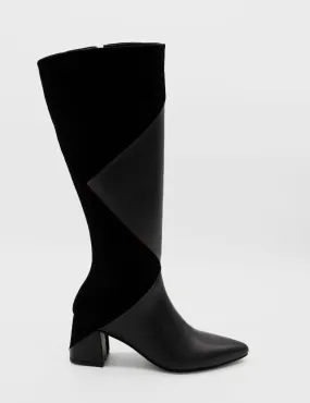 Bari knee-high boots in black leather womens shoes