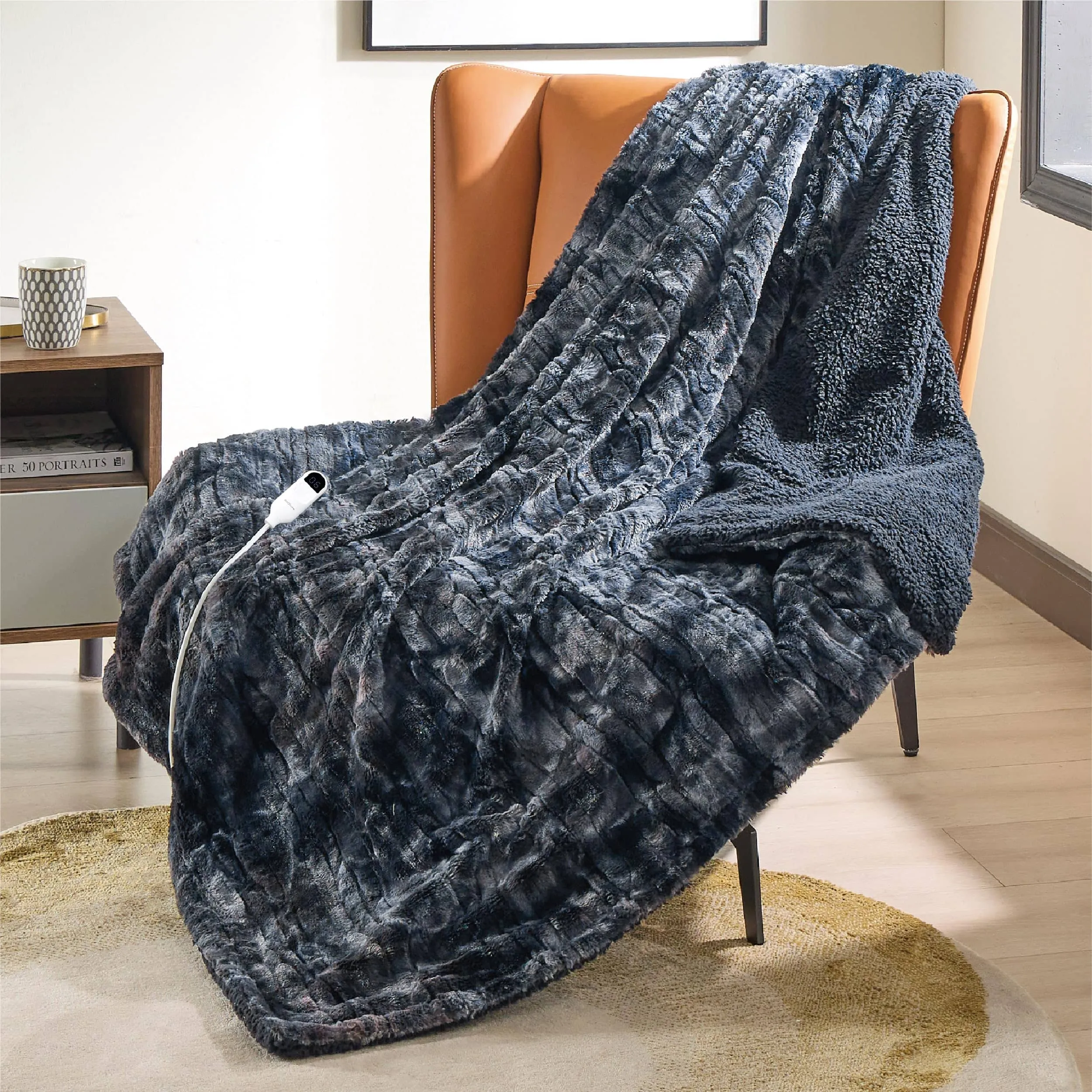 Bedsure Electric Heated Faux Fur Sherpa Blanket