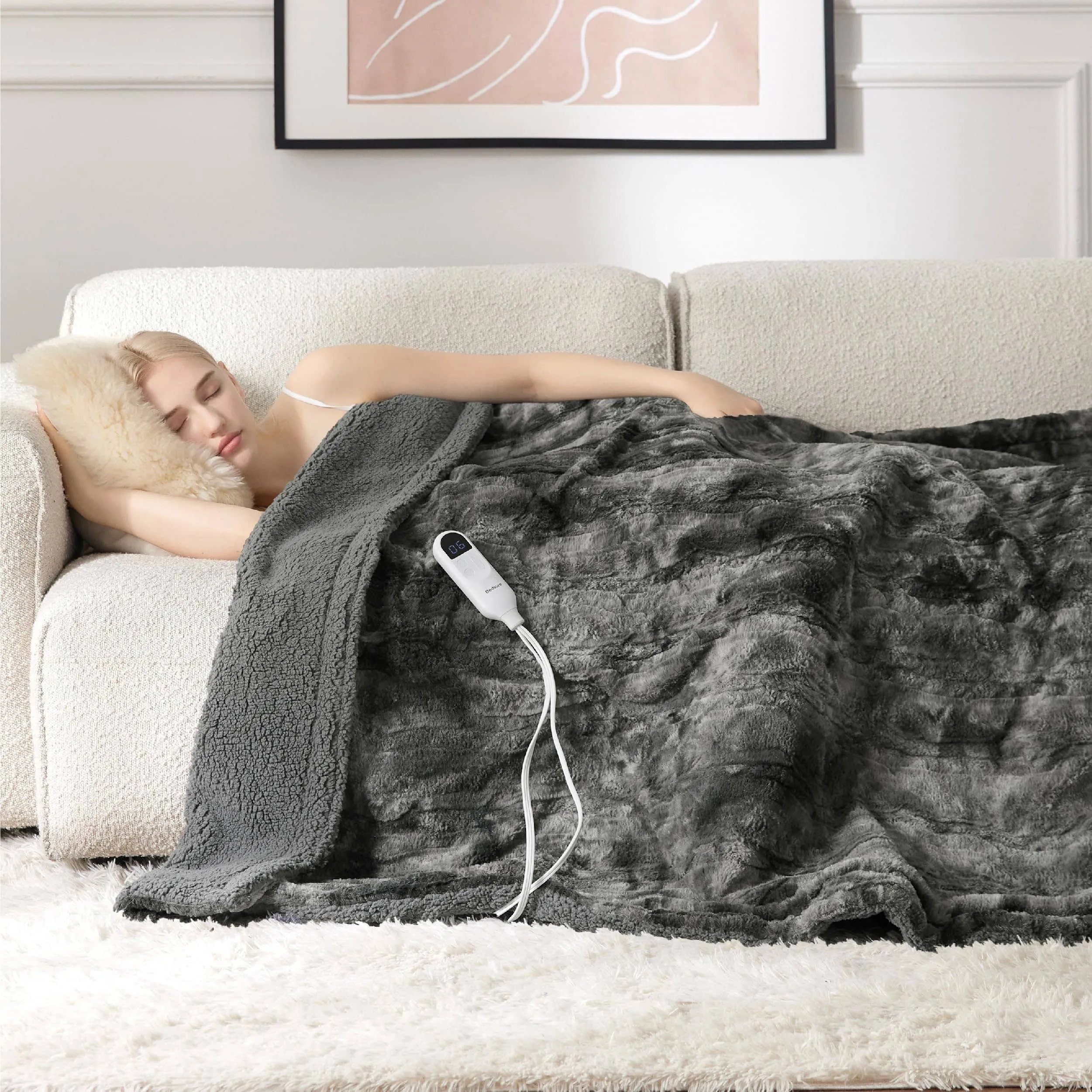 Bedsure Electric Heated Faux Fur Sherpa Blanket