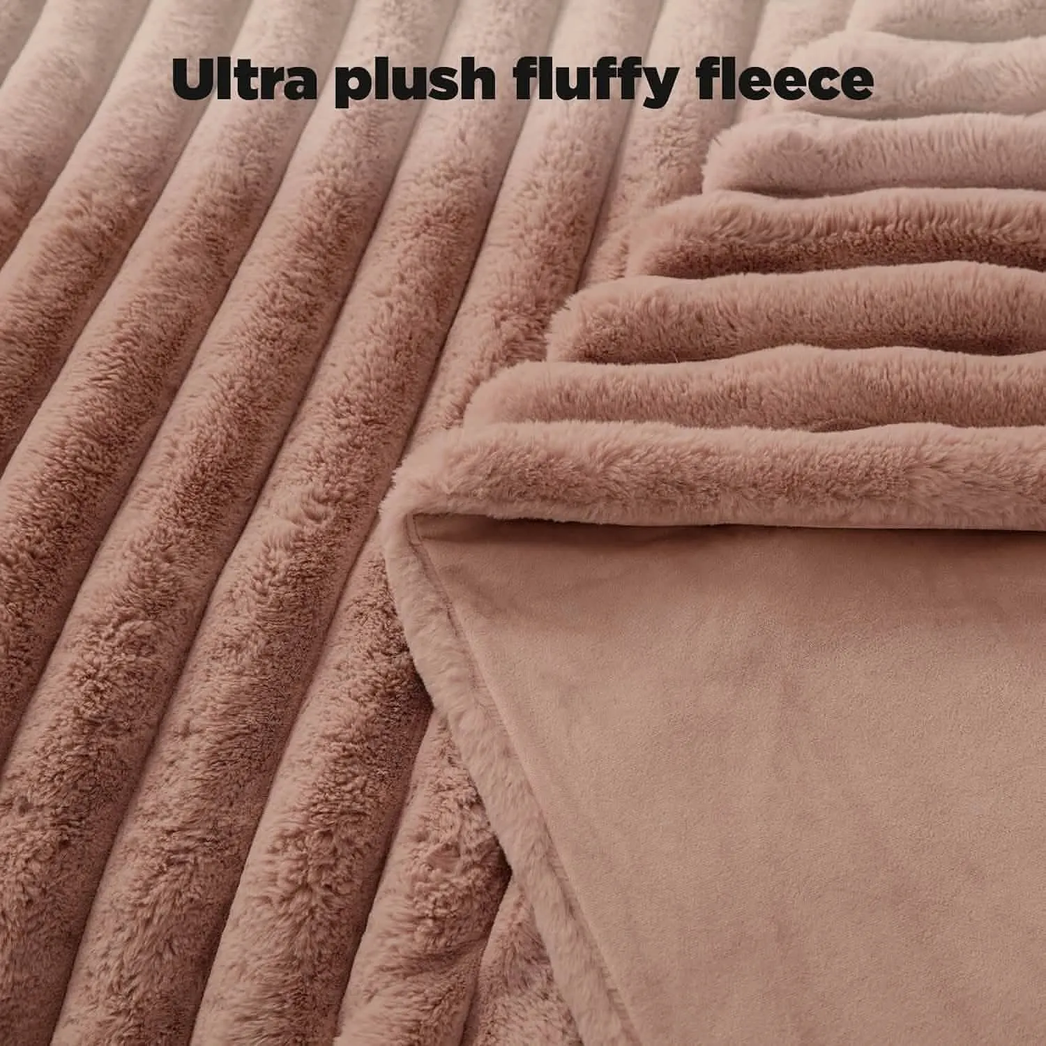 Bedsure Faux Fur Striped Throw Blanket