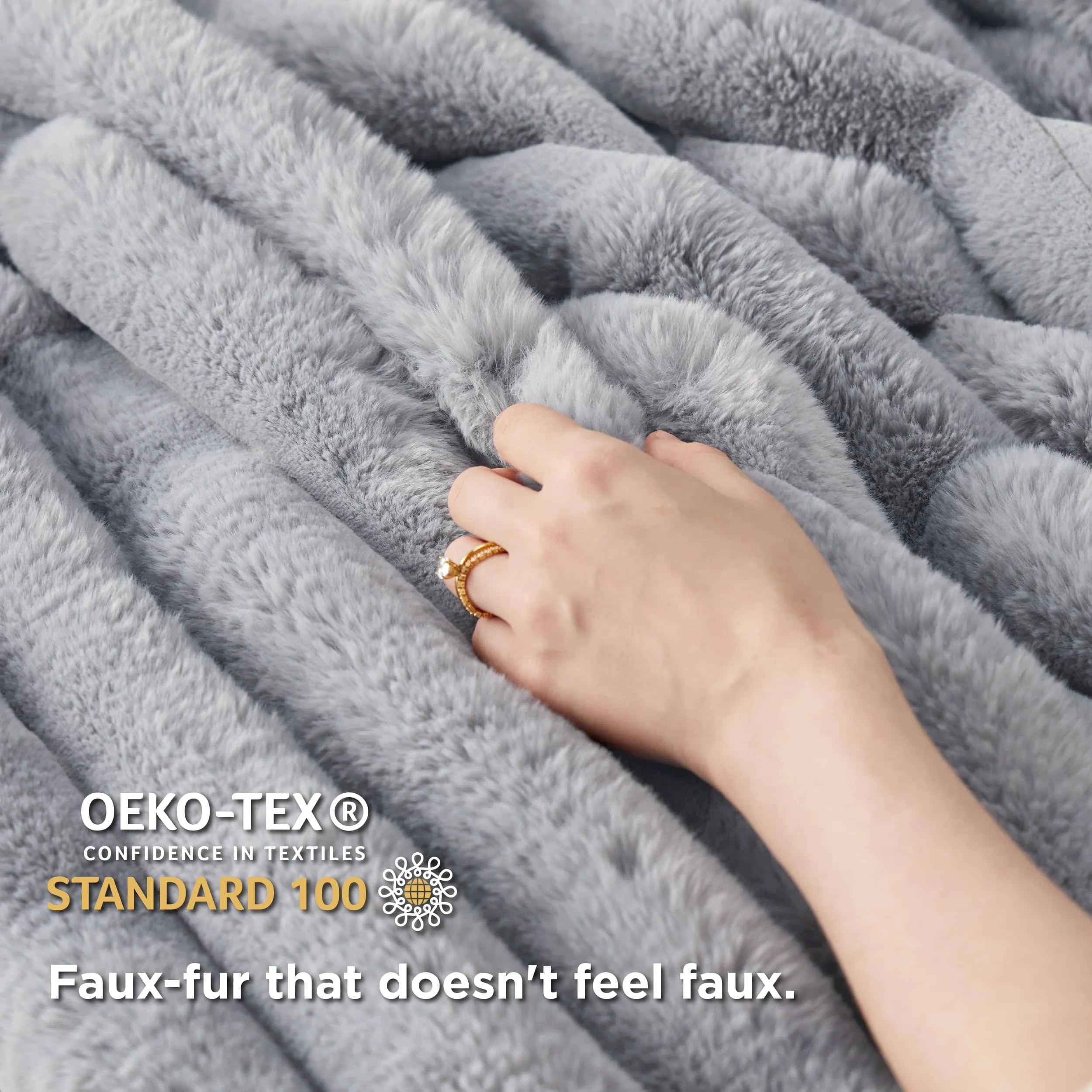 Bedsure Faux Fur Striped Throw Blanket