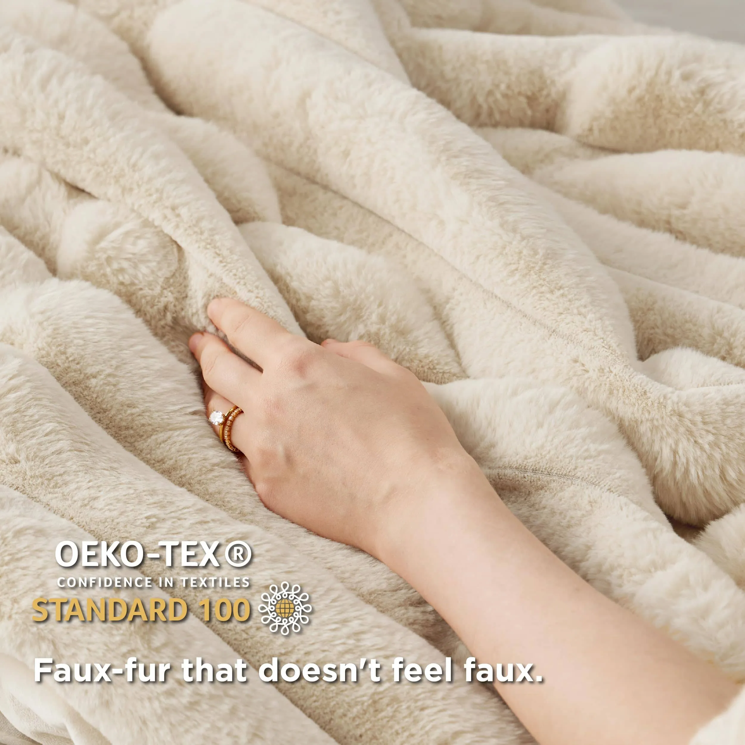 Bedsure Faux Fur Striped Throw Blanket