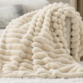 Bedsure Faux Fur Striped Throw Blanket