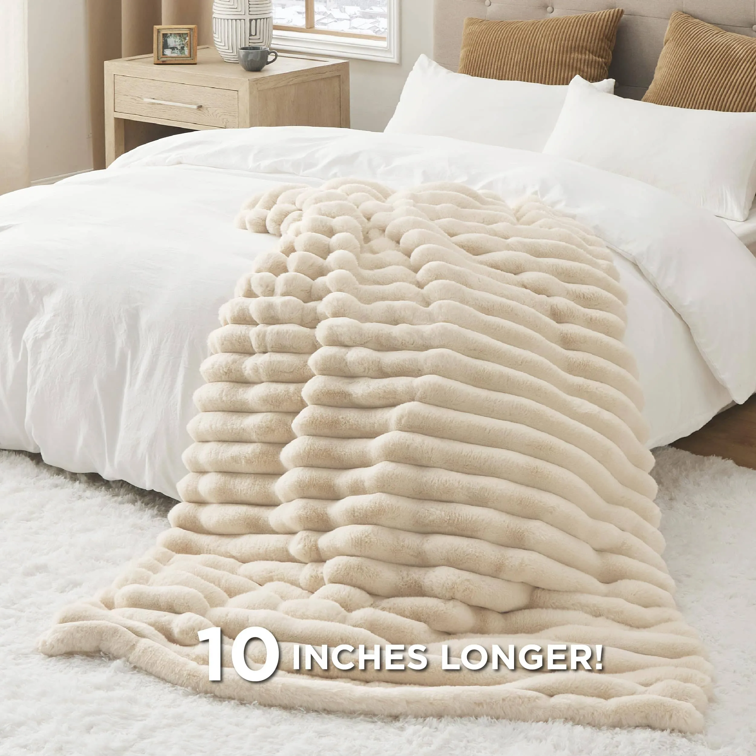 Bedsure Faux Fur Striped Throw Blanket