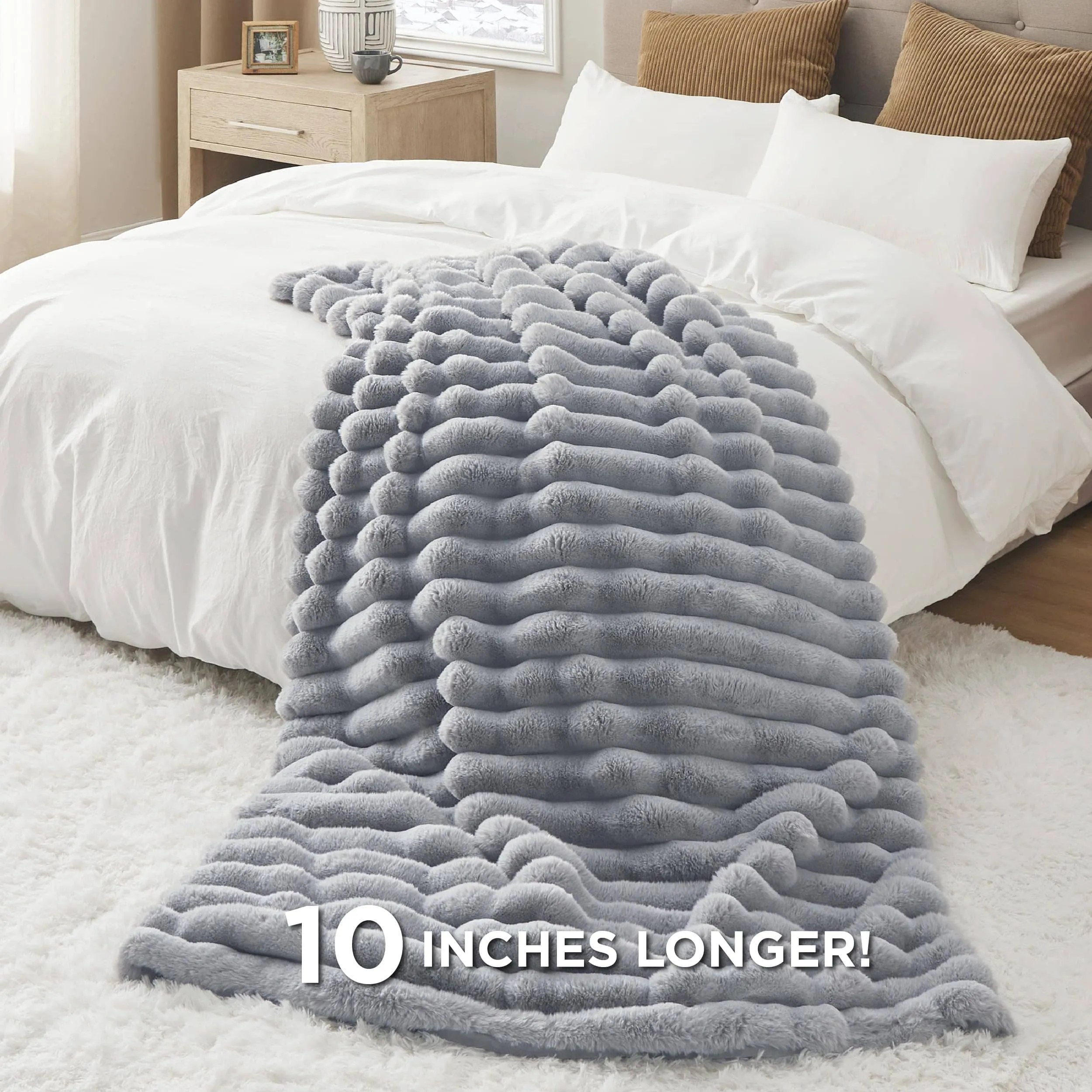 Bedsure Faux Fur Striped Throw Blanket