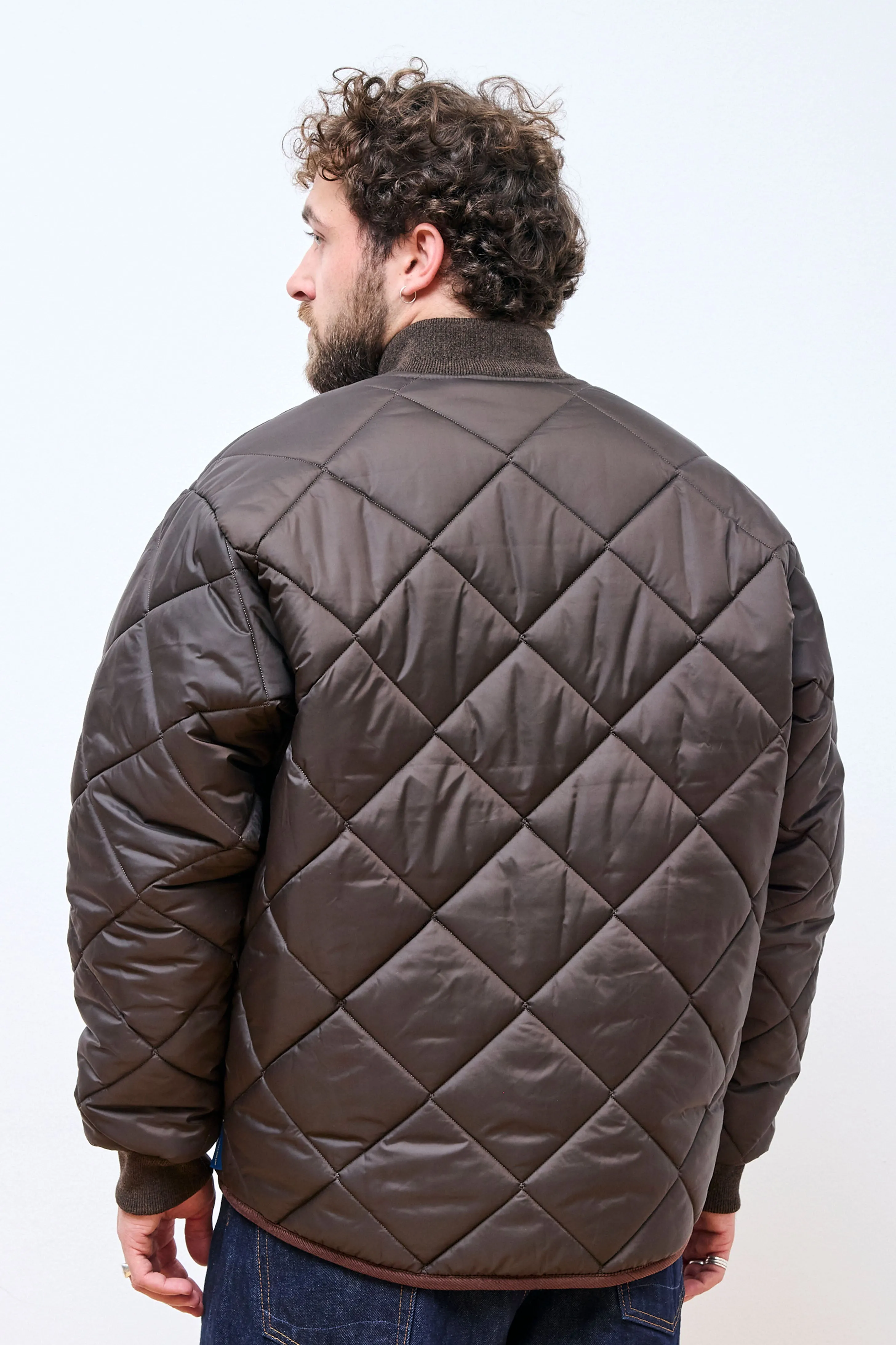 Big Quilt Zipped Bomber Jacket Dark Chocolate