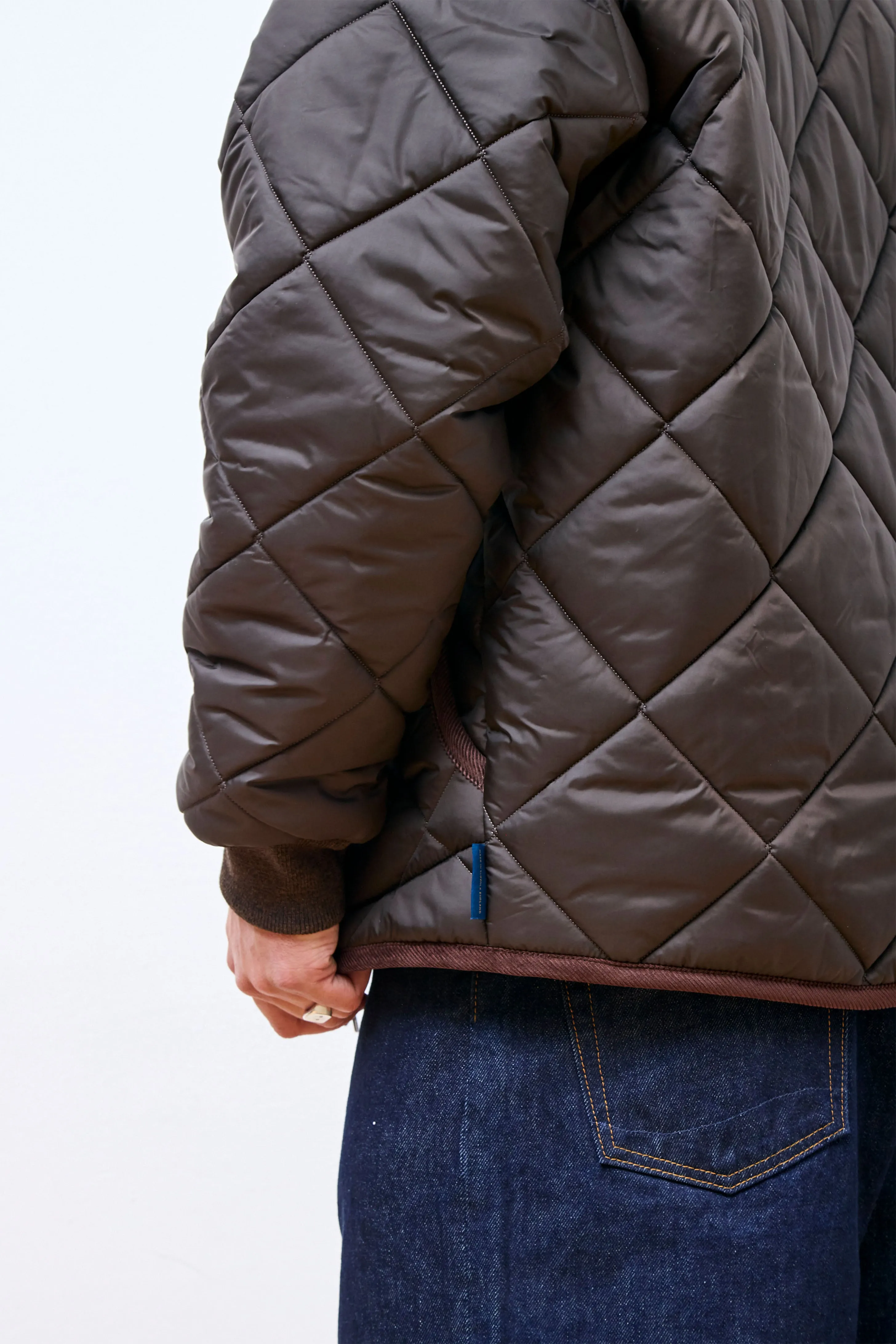 Big Quilt Zipped Bomber Jacket Dark Chocolate