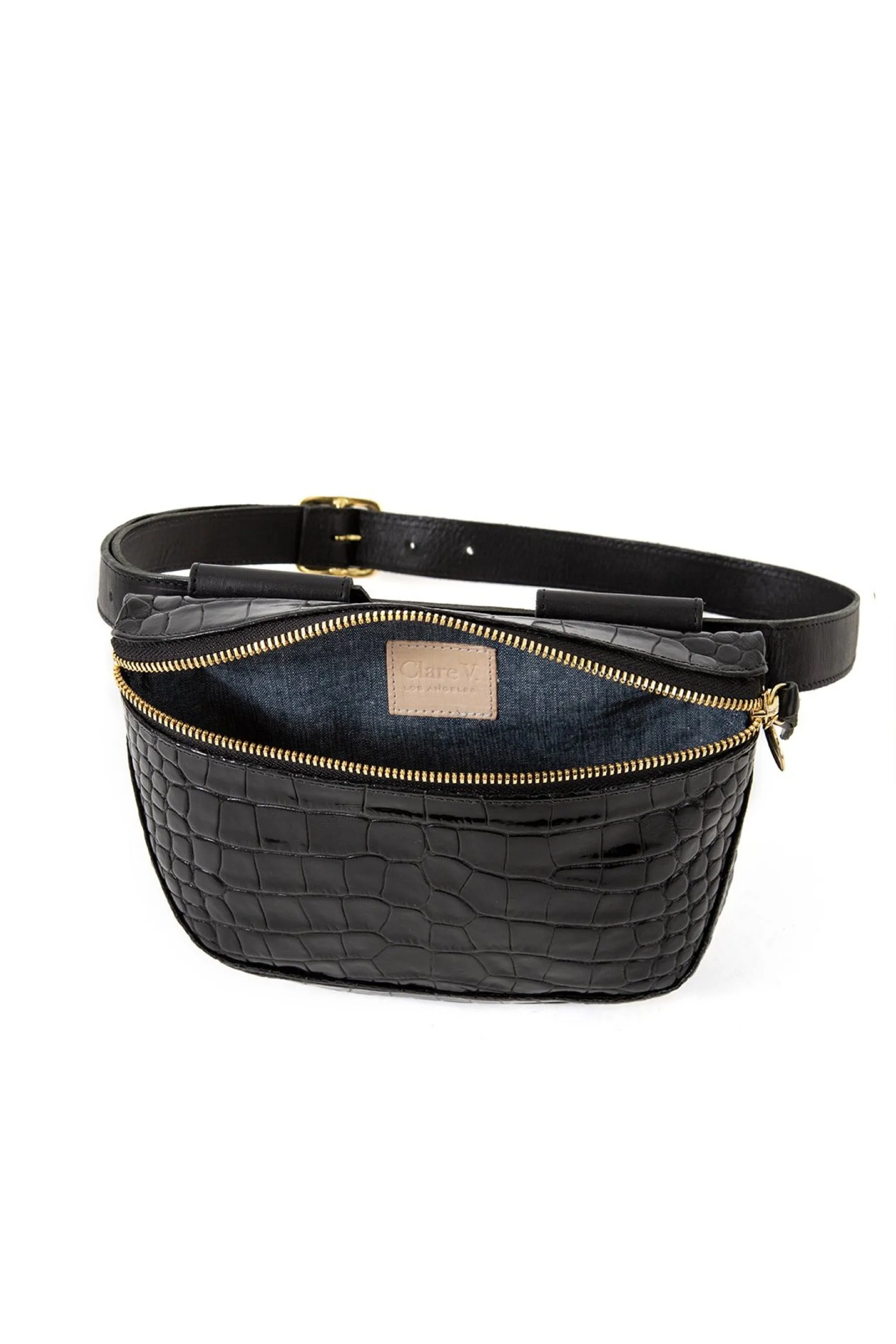 Black Croco Fanny Pack