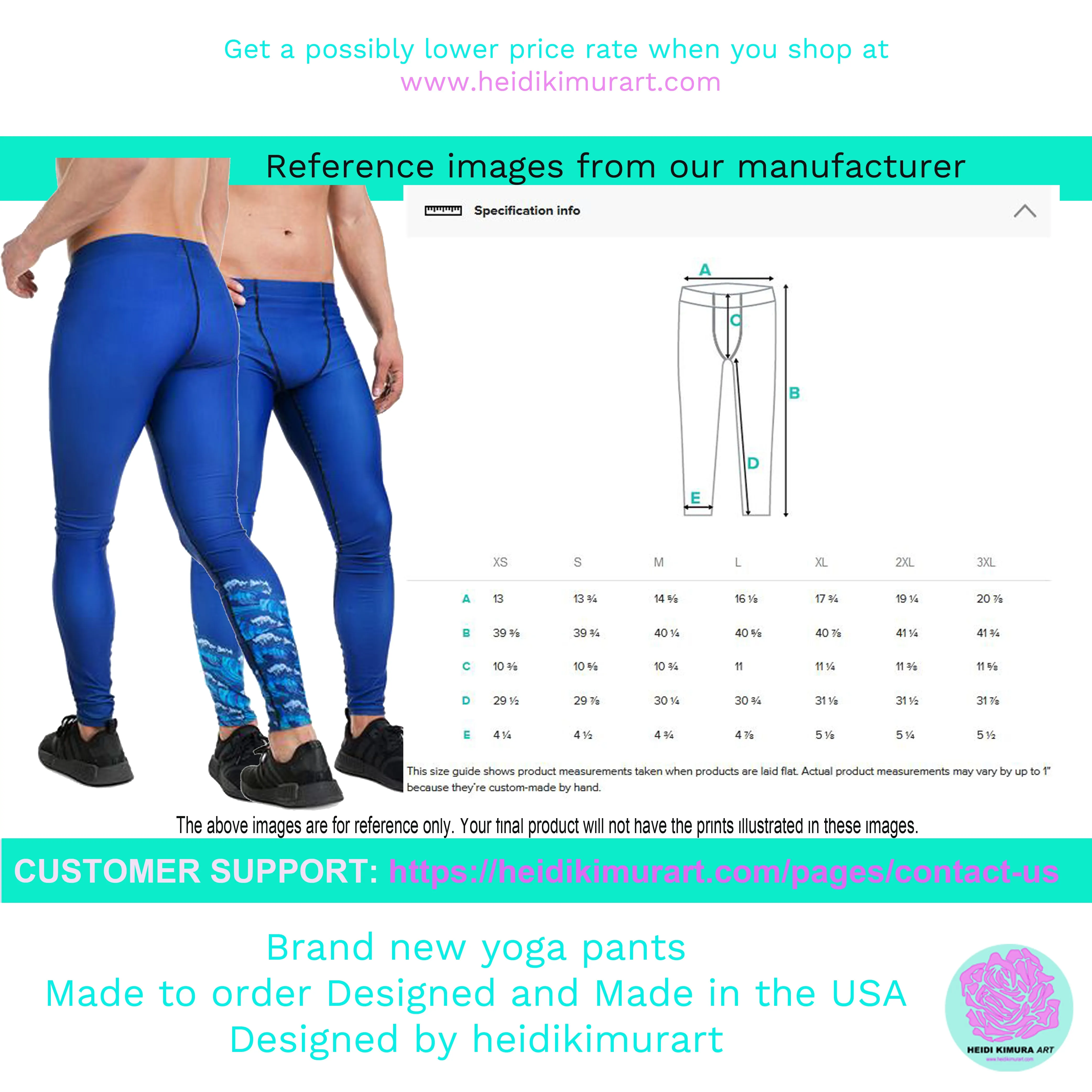 Blue Leopard Men's Leggings, Animal Print Meggings Compression Tights-Made in USA/EU/MX