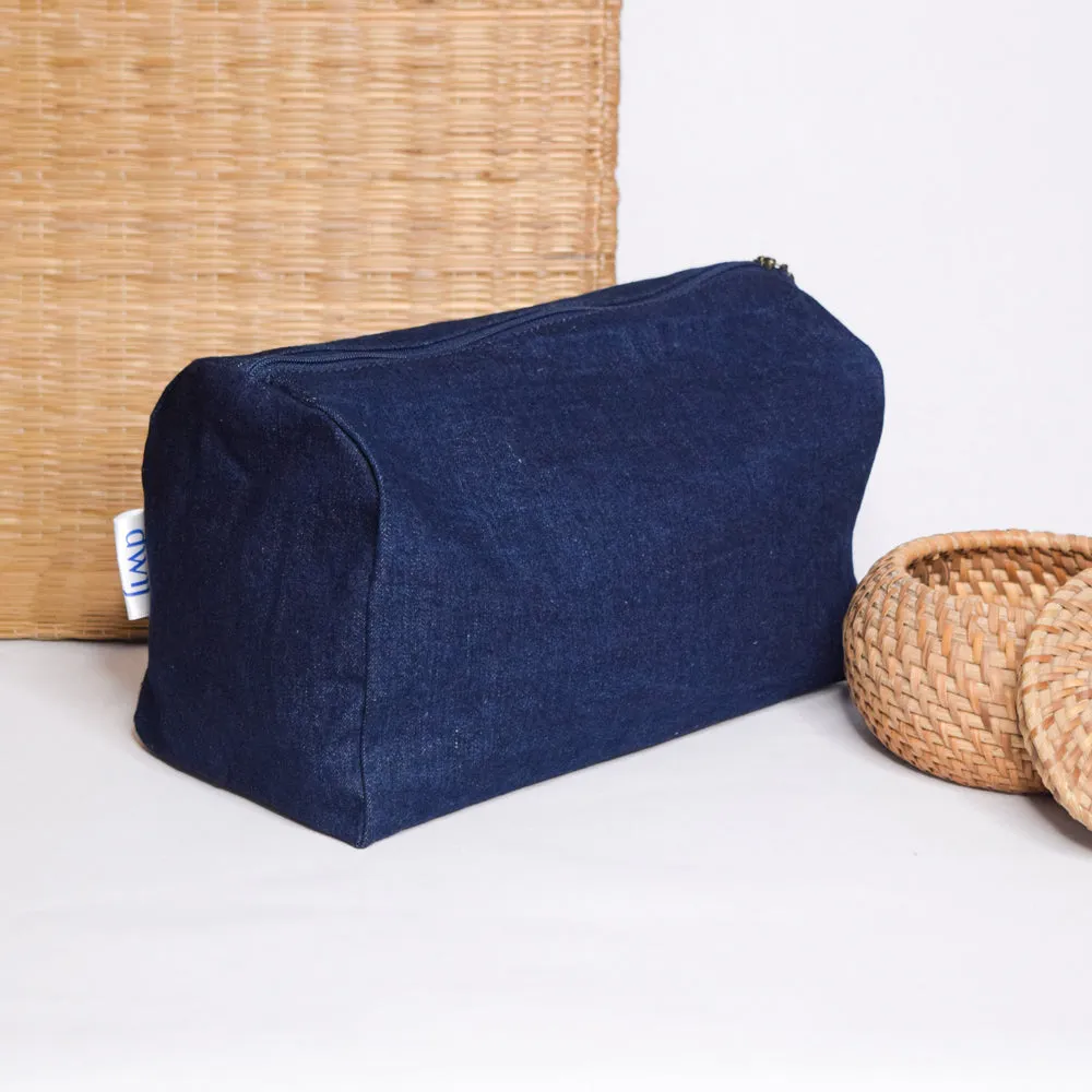 Blue - Upcycled Denim Multipurpose Travel Pouch (Set of 3)