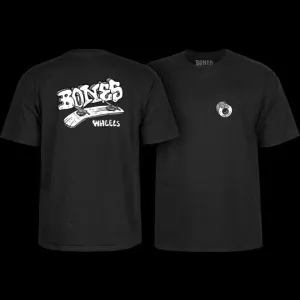 BONES WHEELS T-SHIRT HERITAGE BONELESS BLACK