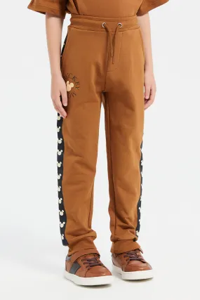 Boys Brown Mickey Mouse Jog Pants