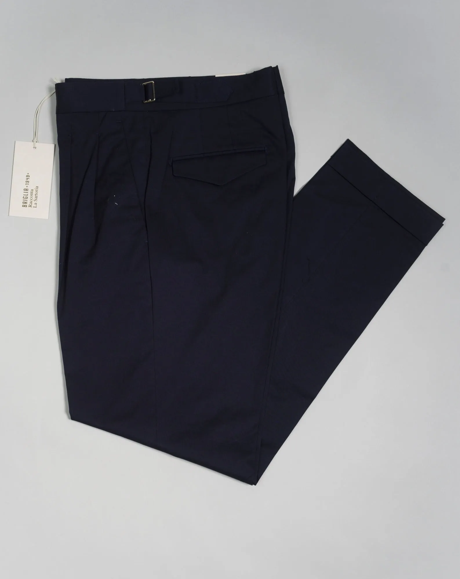 Briglia Pleated Cotton Chinos / Navy