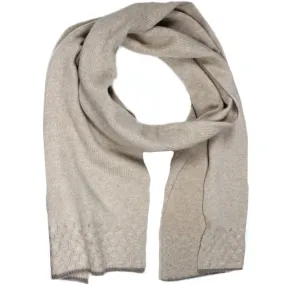 Cable Knit Cashmere Blend Scarf - Beige/Brown