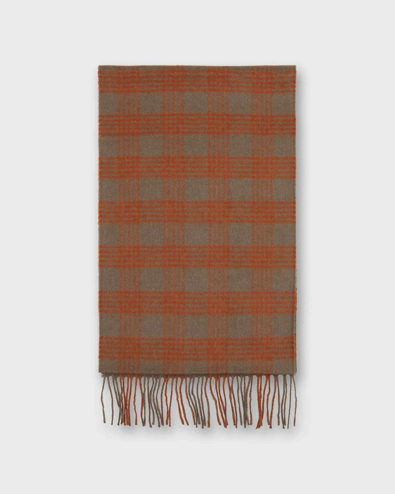 Cashmere Scarf in Mink/Orange Plaid