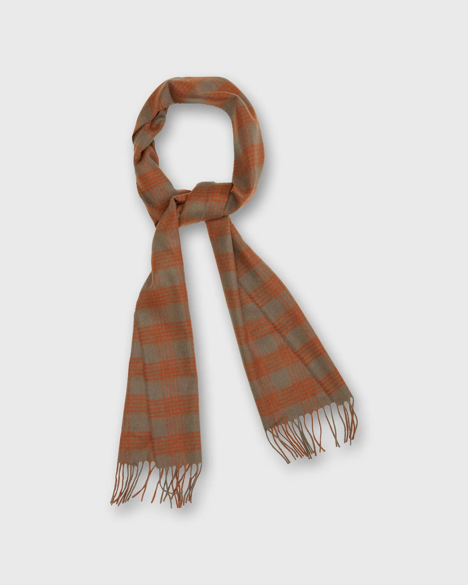 Cashmere Scarf in Mink/Orange Plaid