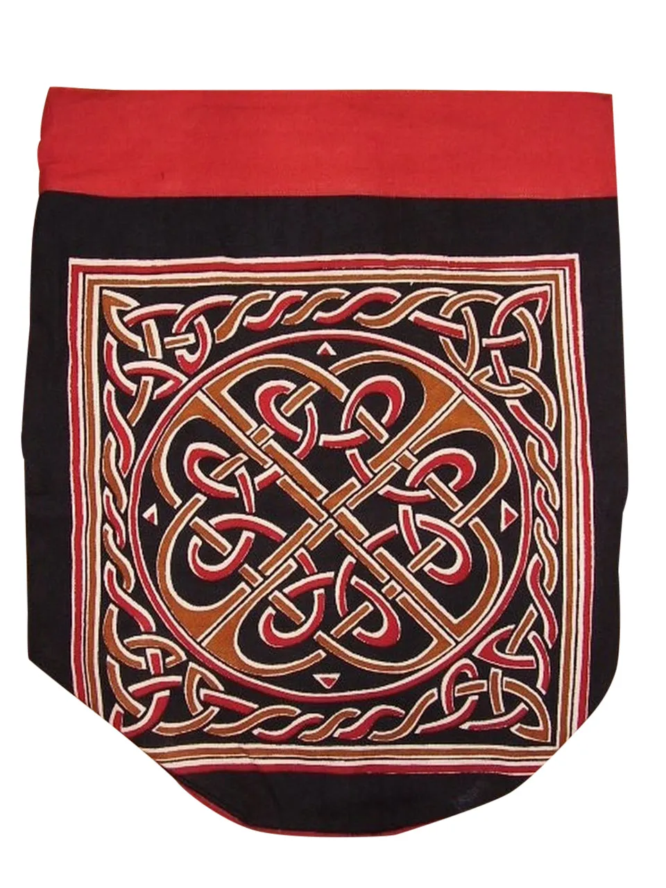 Celtic Weave Backpack Durable Cotton 16 x 18 Red