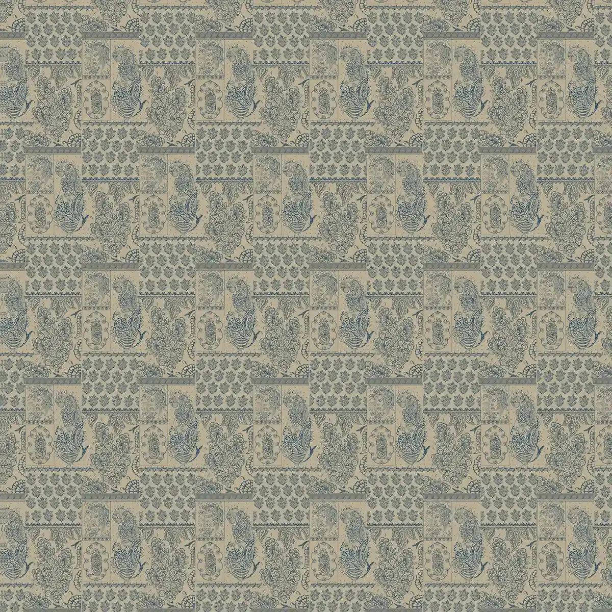 Chhaya Block Print Wallpaper design for Rooms Beige and Blue