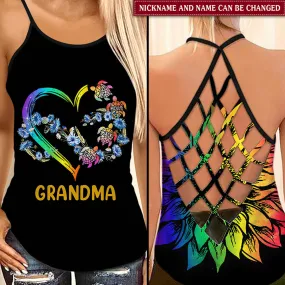 Customized Grandma Mom Turtle Heart Infinite Love Mothers Day Summer Beach Vacation Gift Cross Tank top