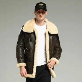 Dark brown sheepskin b3 bomber jacket