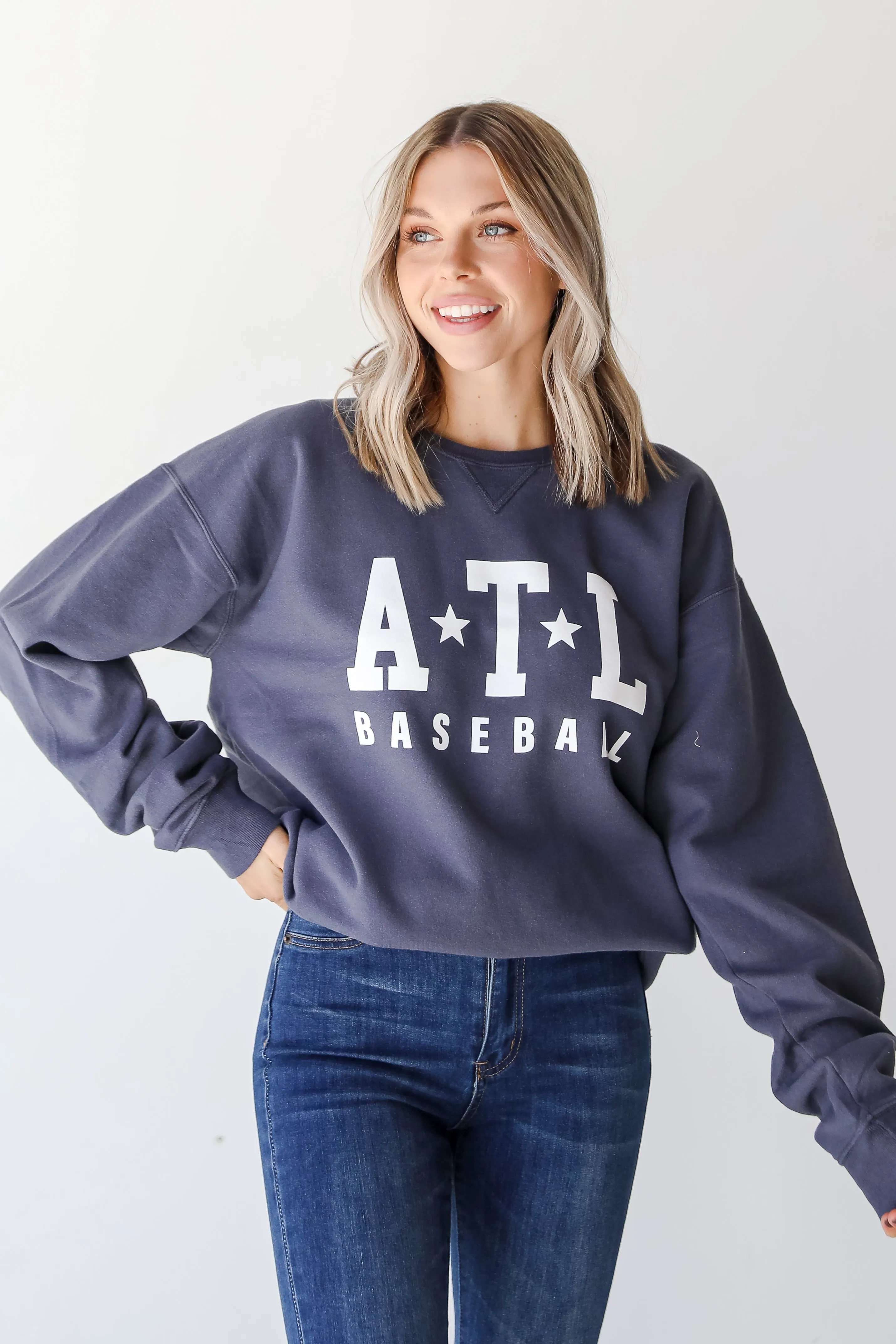 Denim ATL Baseball Star Sweatshirt