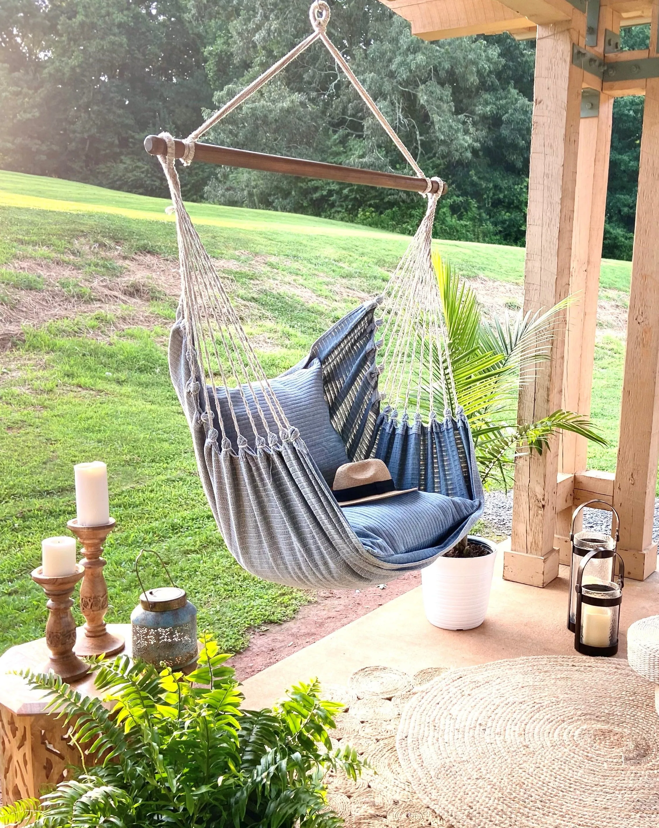 Denim Blue Jeans Hammock Swing Chair | DENIM STRIPED