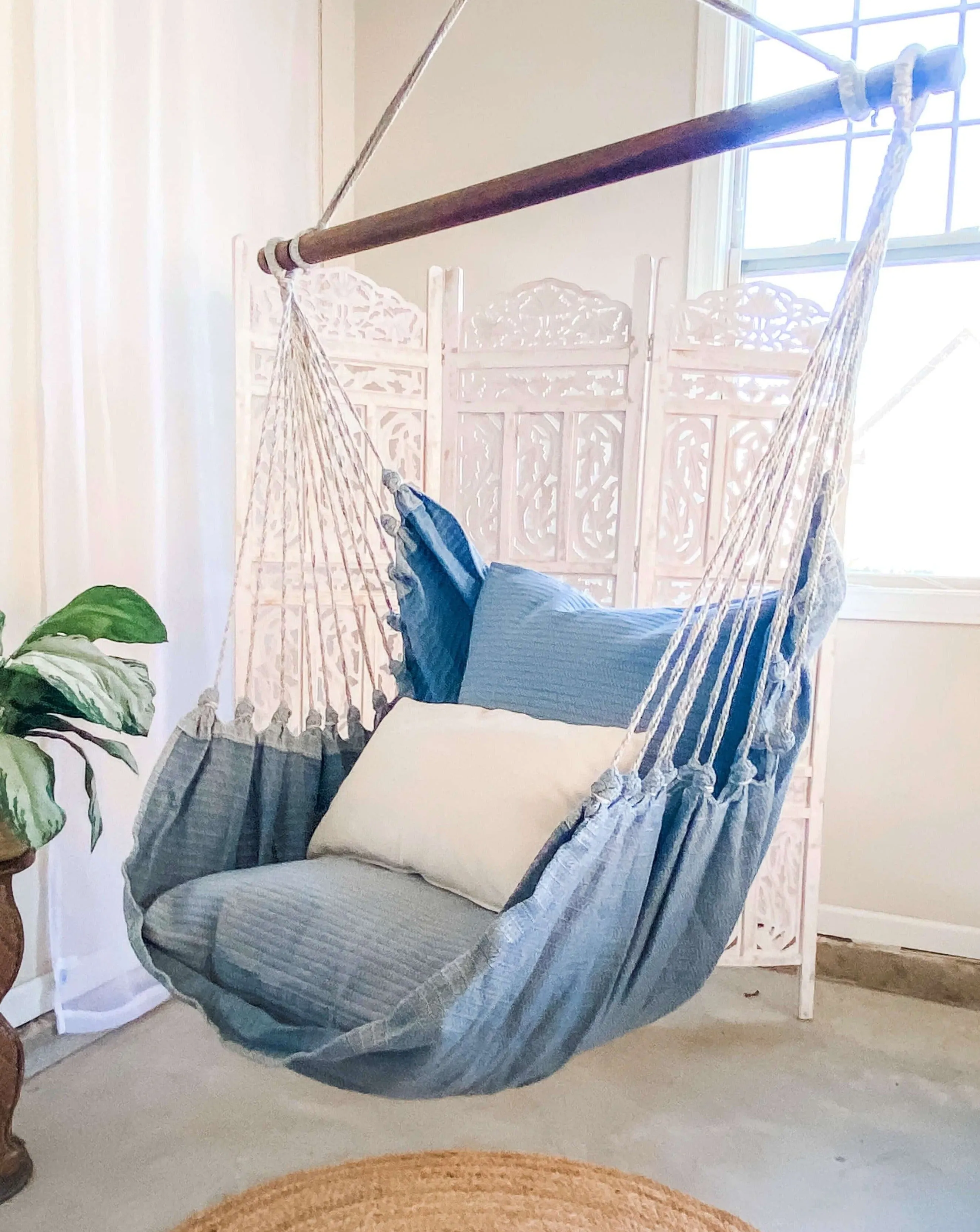 Denim Blue Jeans Hammock Swing Chair | DENIM STRIPED