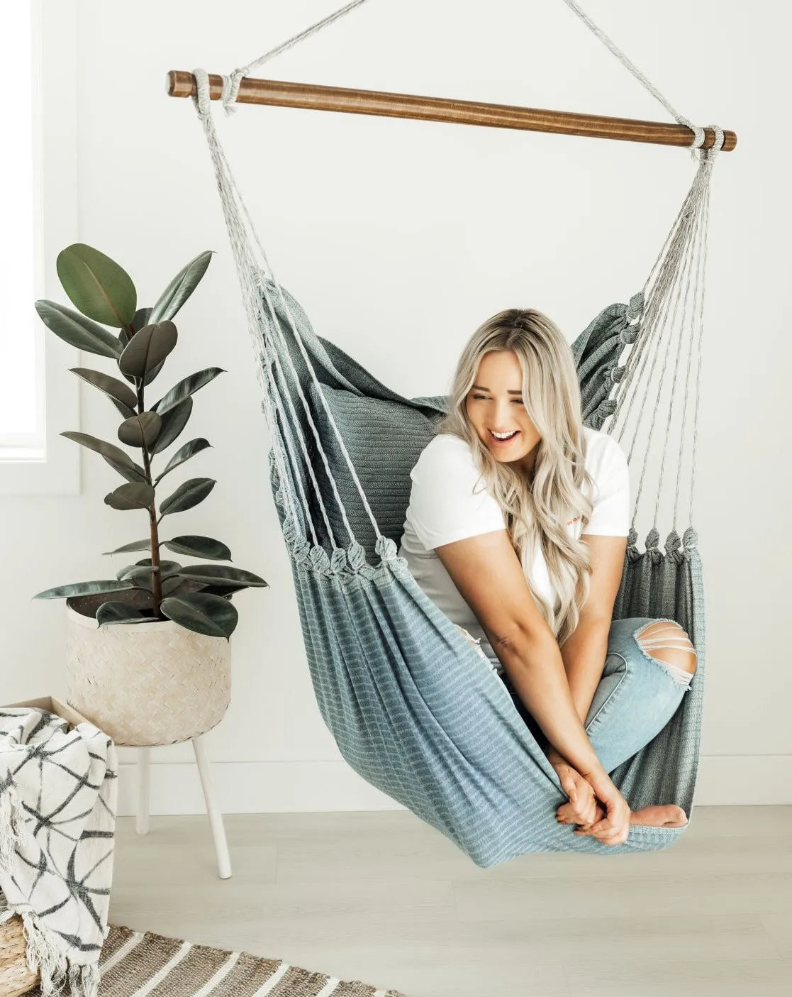 Denim Blue Jeans Hammock Swing Chair | DENIM STRIPED