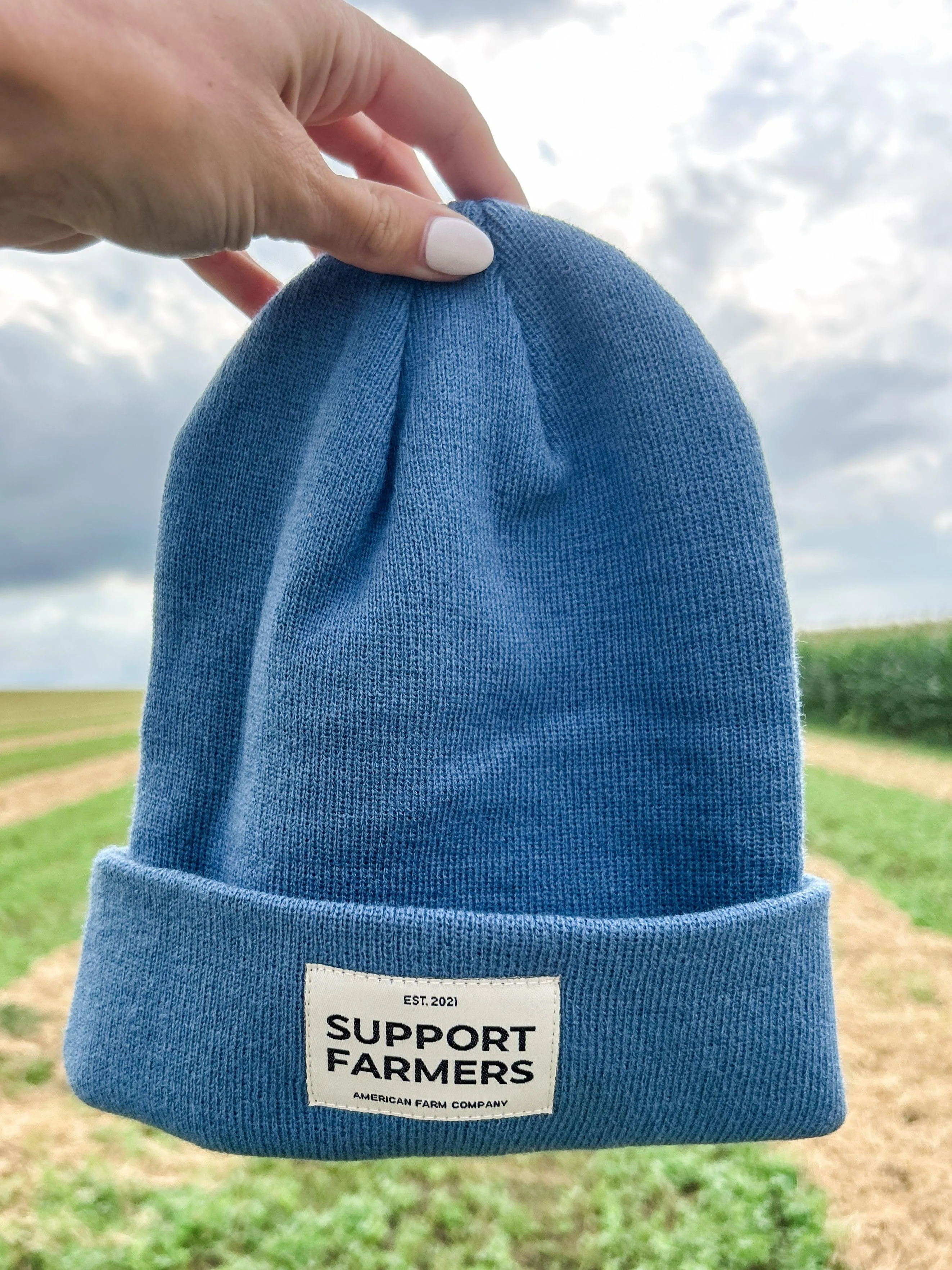 Denim Blue ‘Support Farmers’ Beanie