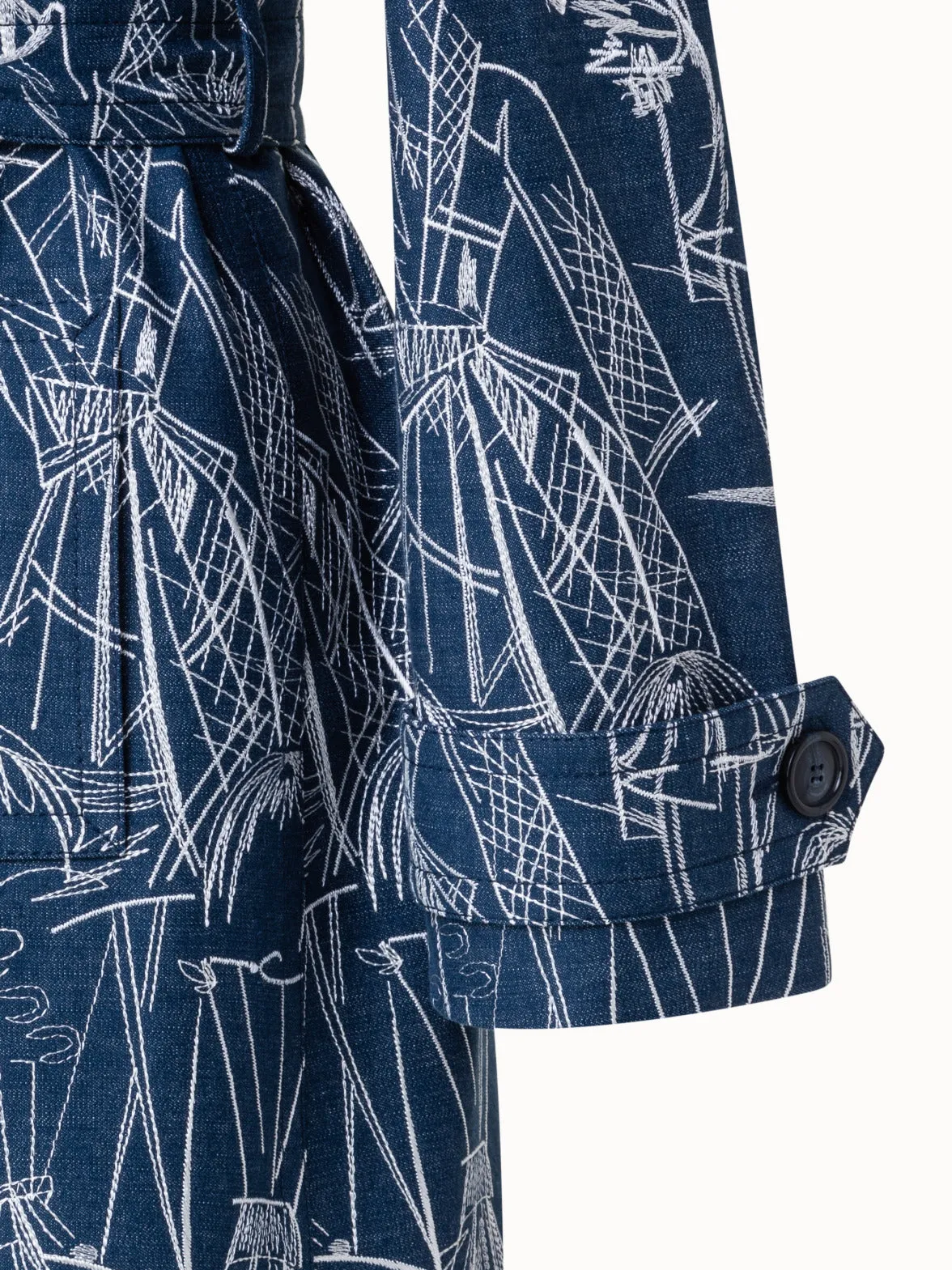 Denim Coat with Croquis Embroidery