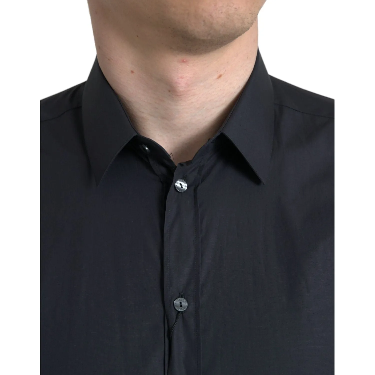 Dolce & Gabbana Elegant Navy Blue Slim Fit Dress Shirt