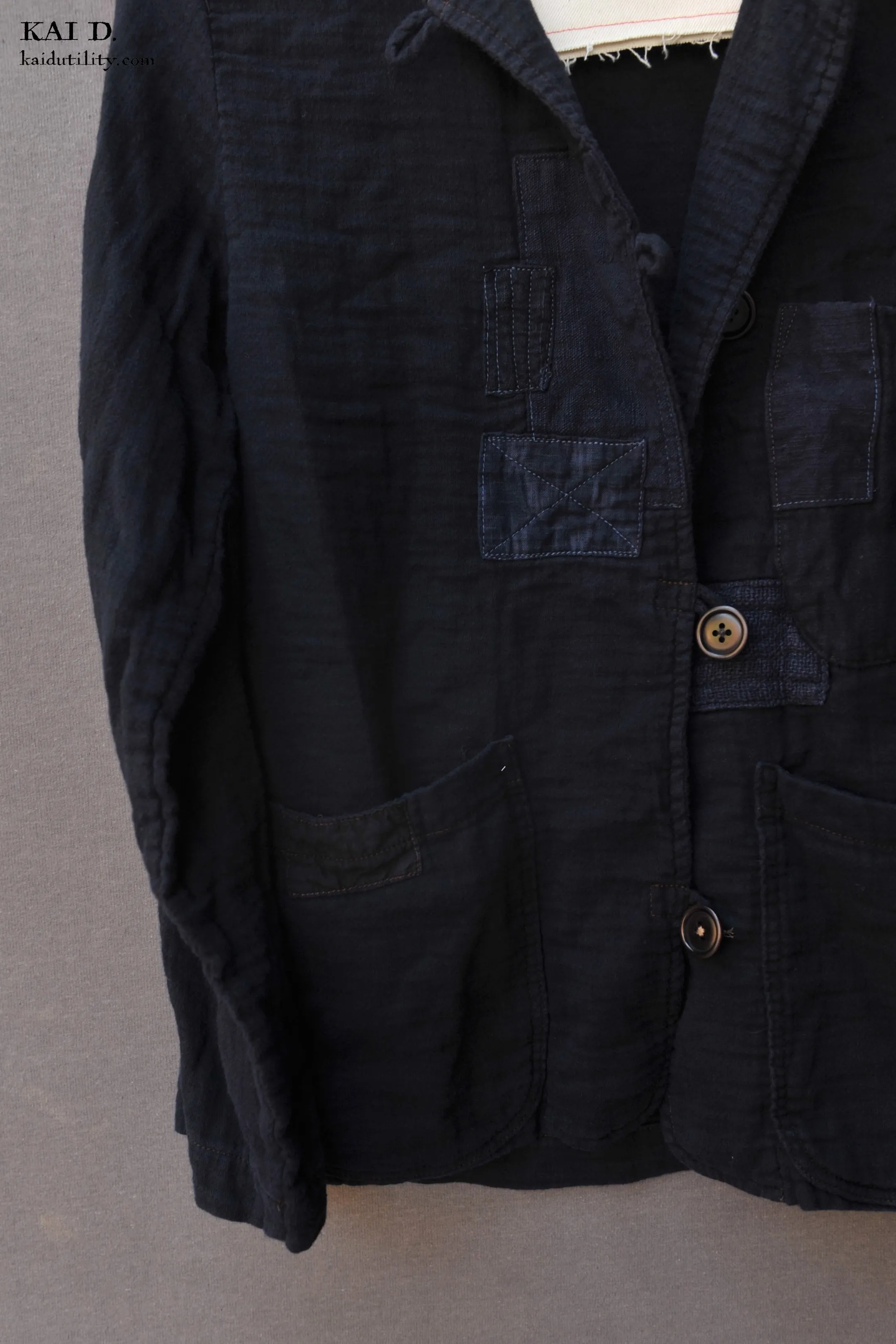 Double Gauze Cotton Boro  Mead Jacket - Dark Indigo- S