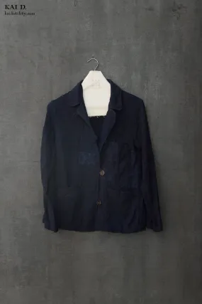 Double Gauze Cotton Boro  Mead Jacket - Dark Indigo- S