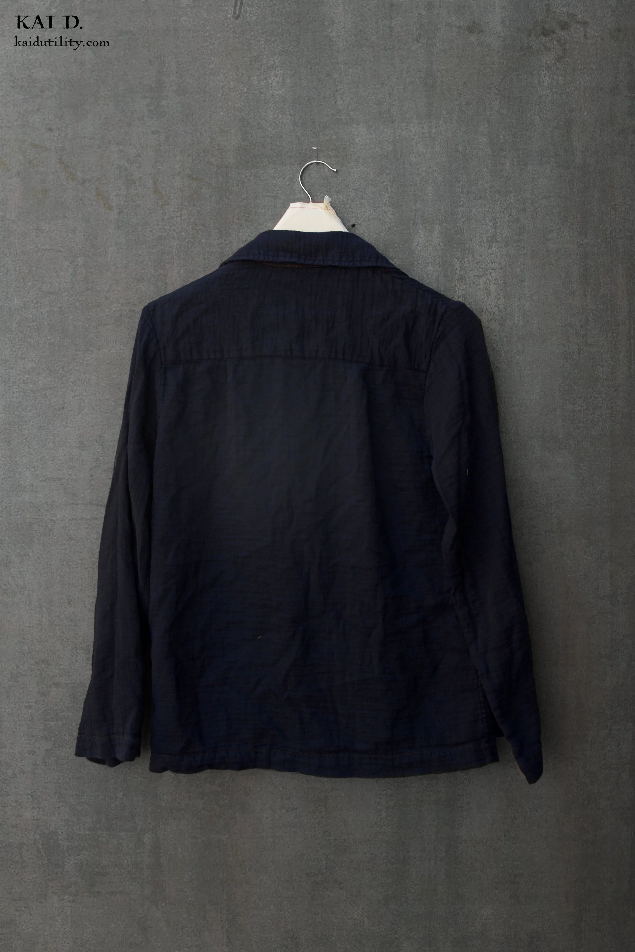 Double Gauze Cotton Boro  Mead Jacket - Dark Indigo- S