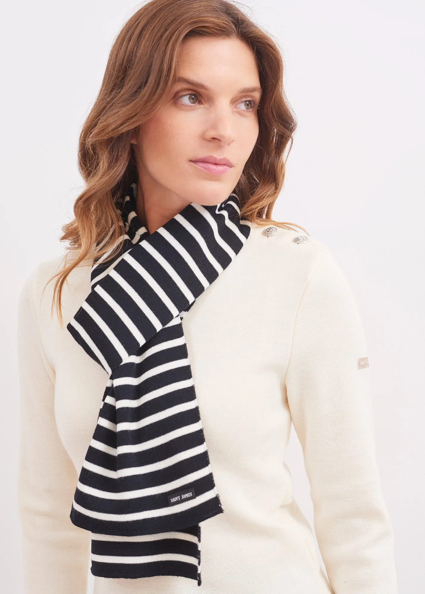 Duguay striped scarf - in blended wool (NAVY/ECUME)