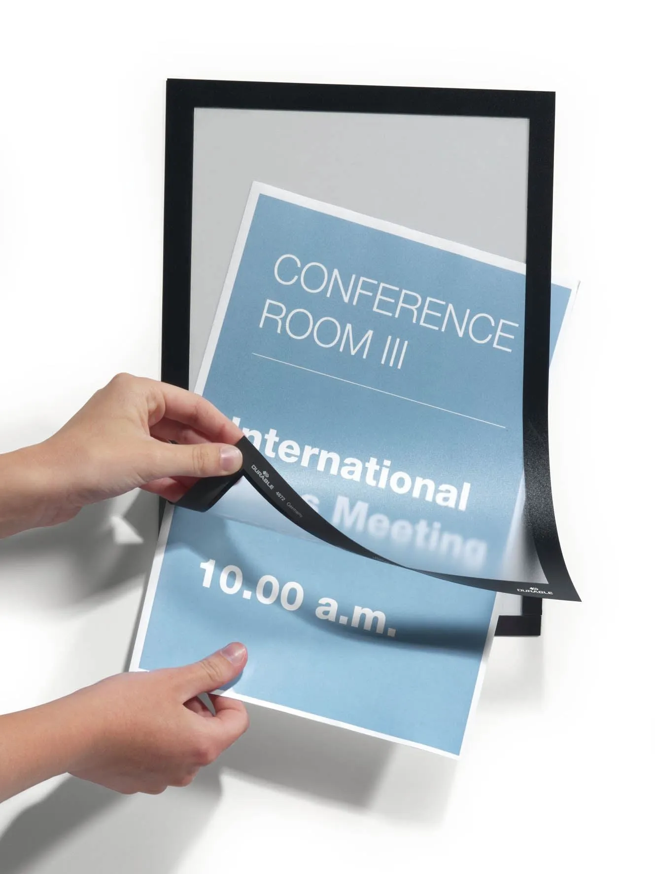 Durable DURAFRAME Self Adhesive Magnetic Signage Frame | 10 Pack | A4 Black