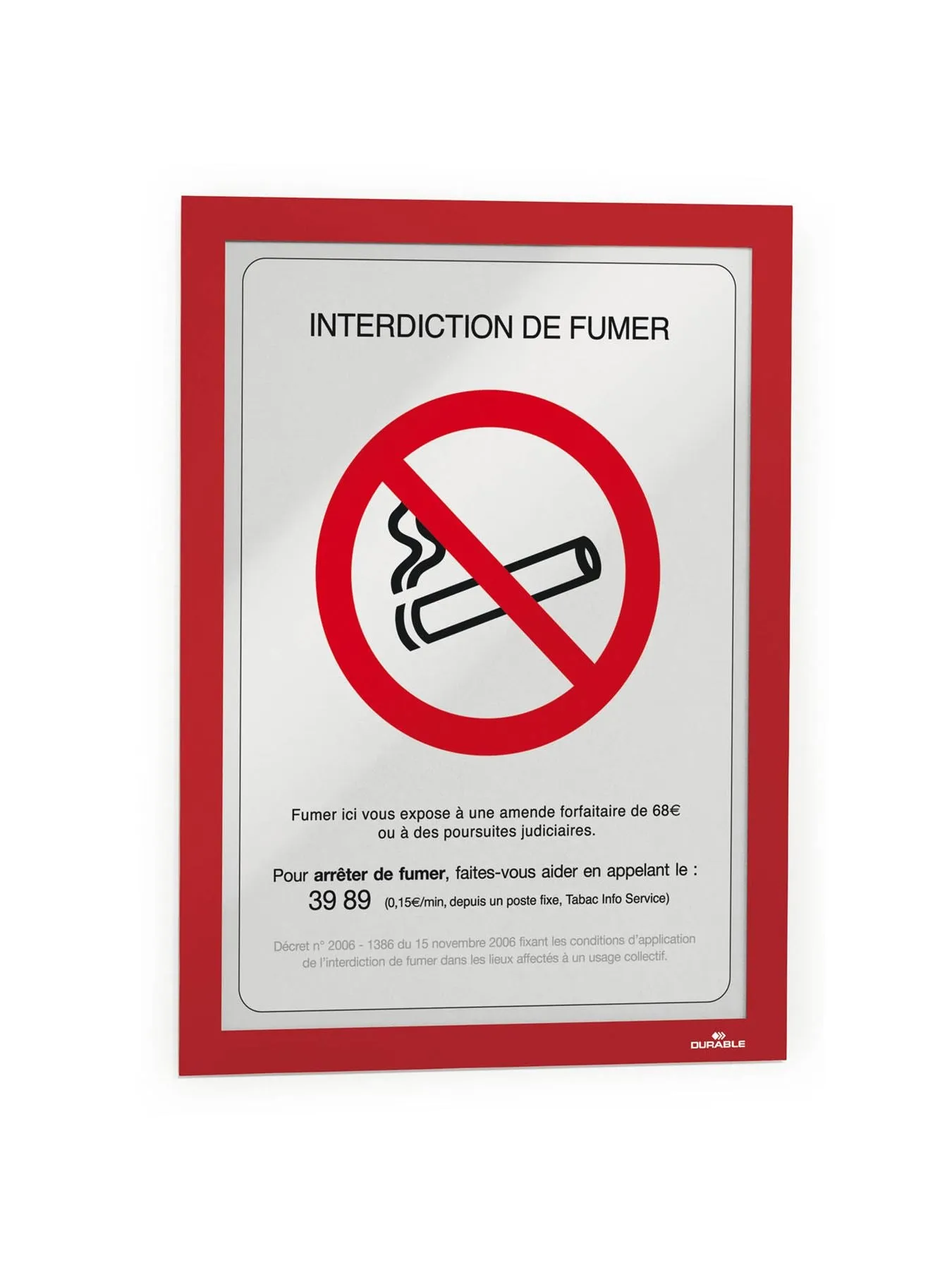 Durable DURAFRAME Self Adhesive Magnetic Signage Frame | 10 Pack | A4 Red