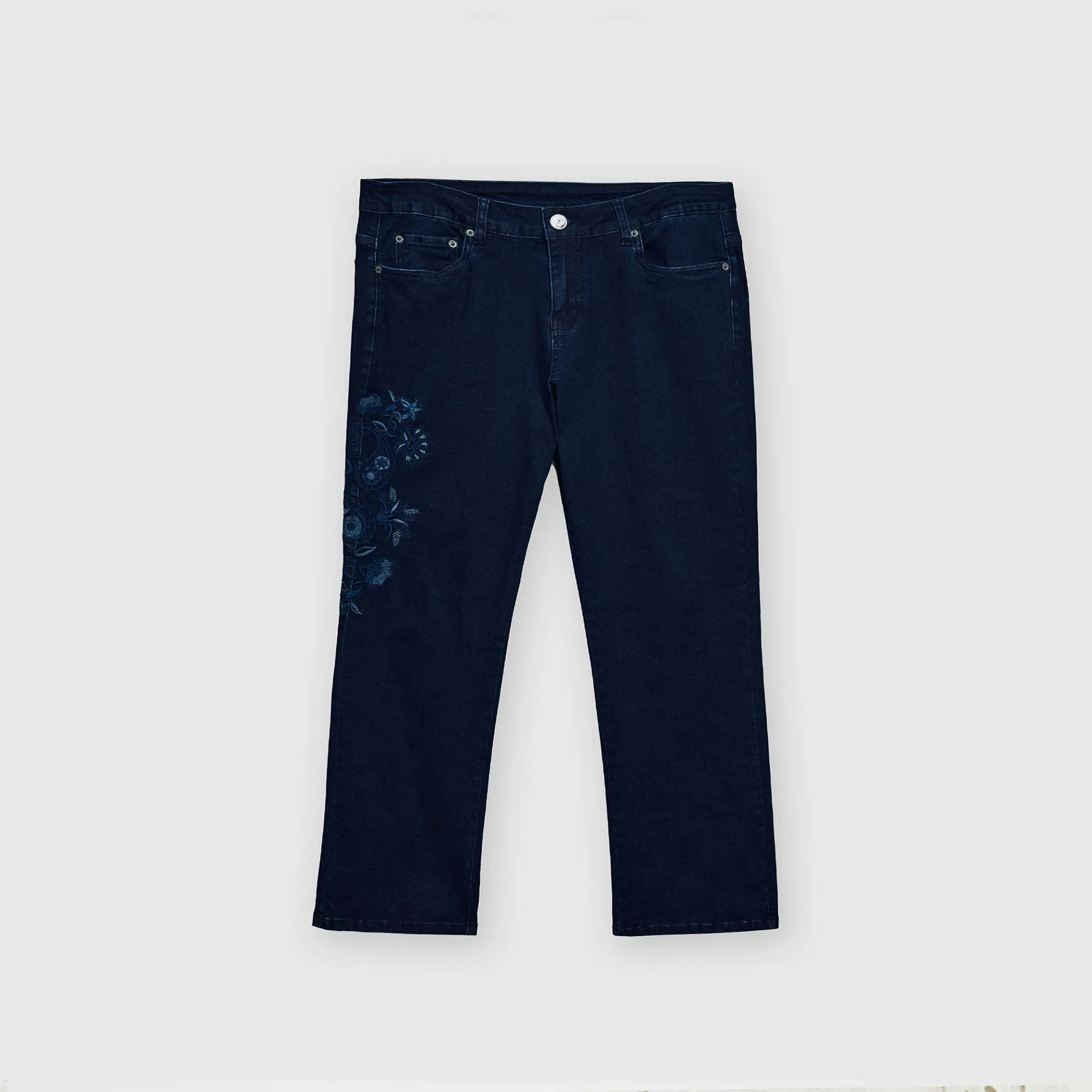 Embroidered Straight Cut Jeans