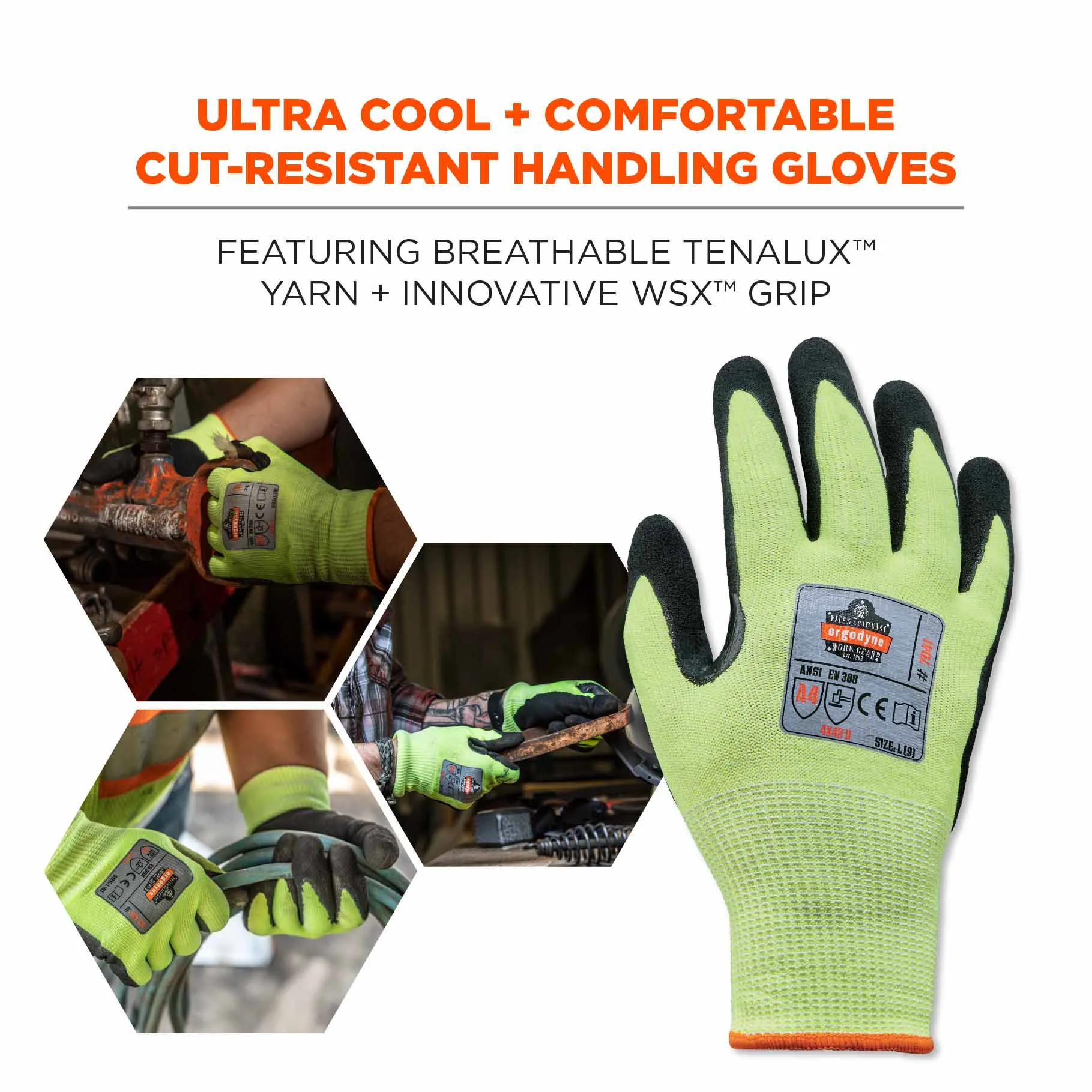 Ergodyne 17816 7041 2XL Lime ANSI A4 Nitrile-Coated CR Gloves