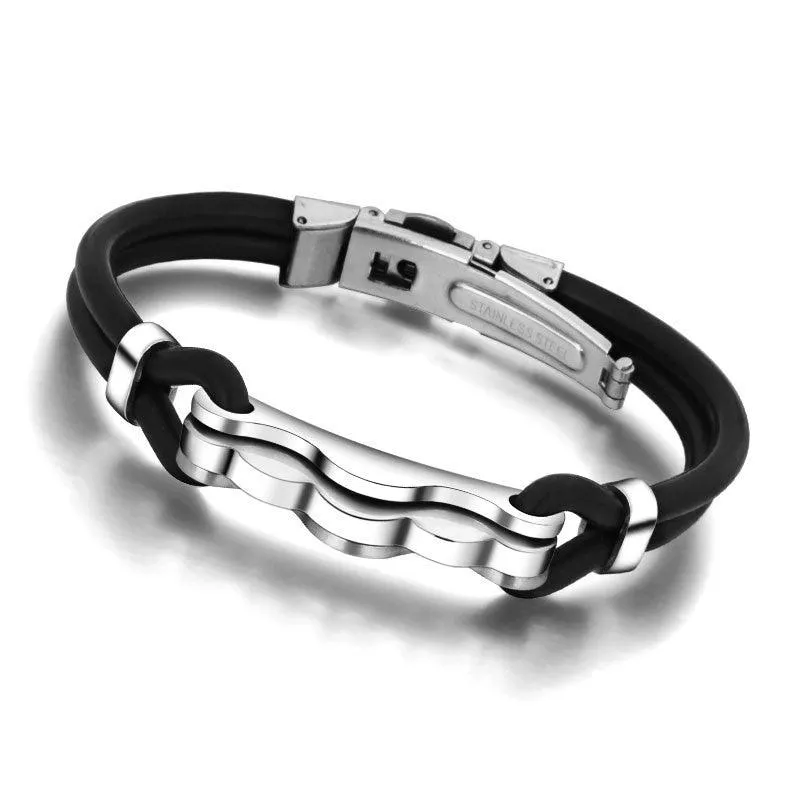 Fashion Rubber Bangle Bracelet for Men - Silicone Wristband Bracelet for Men