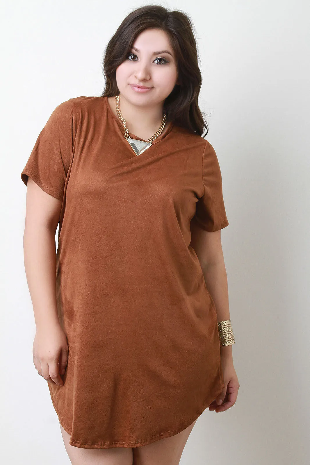 Faux Suede T-Shirt Dress