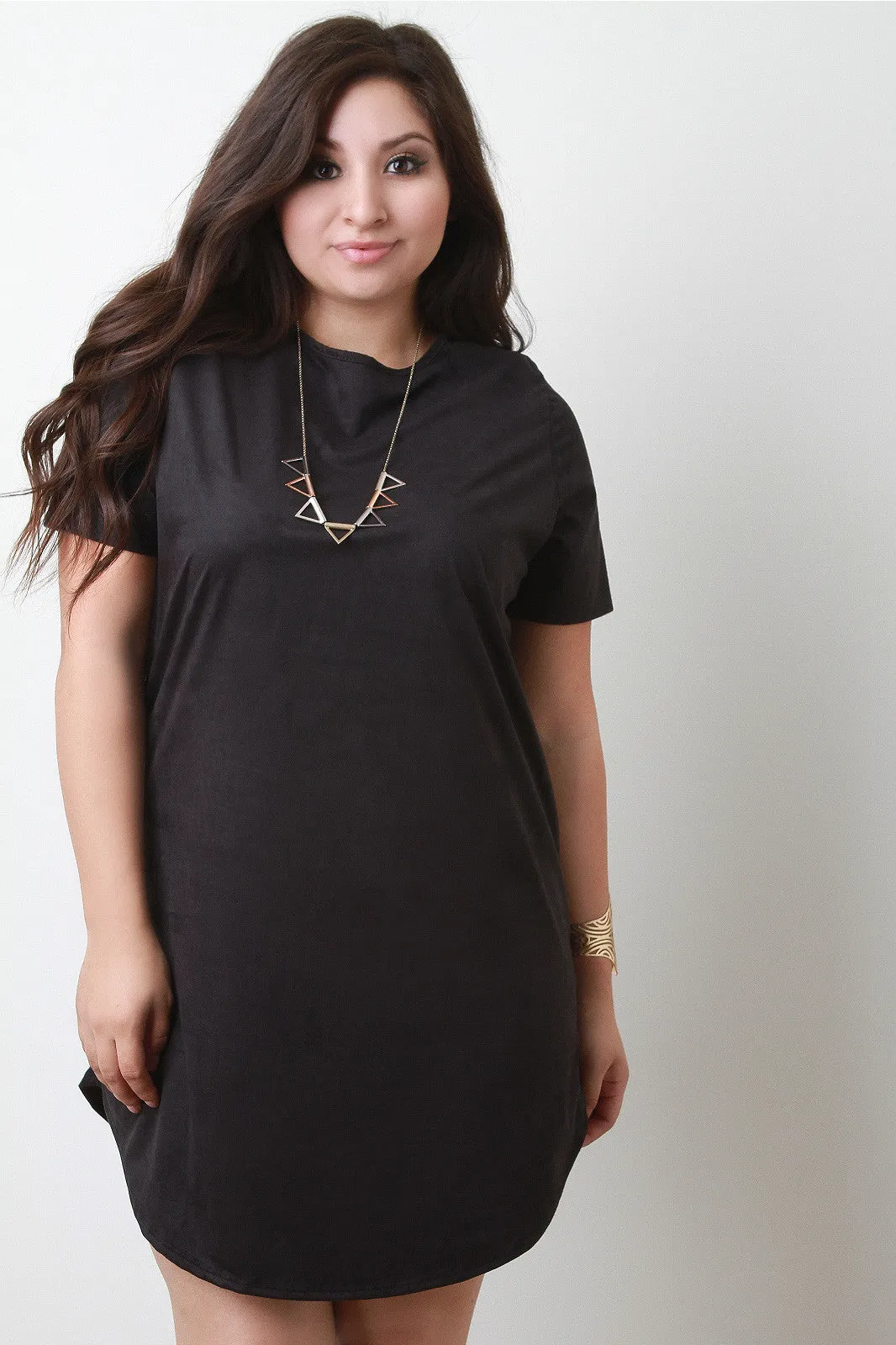 Faux Suede T-Shirt Dress