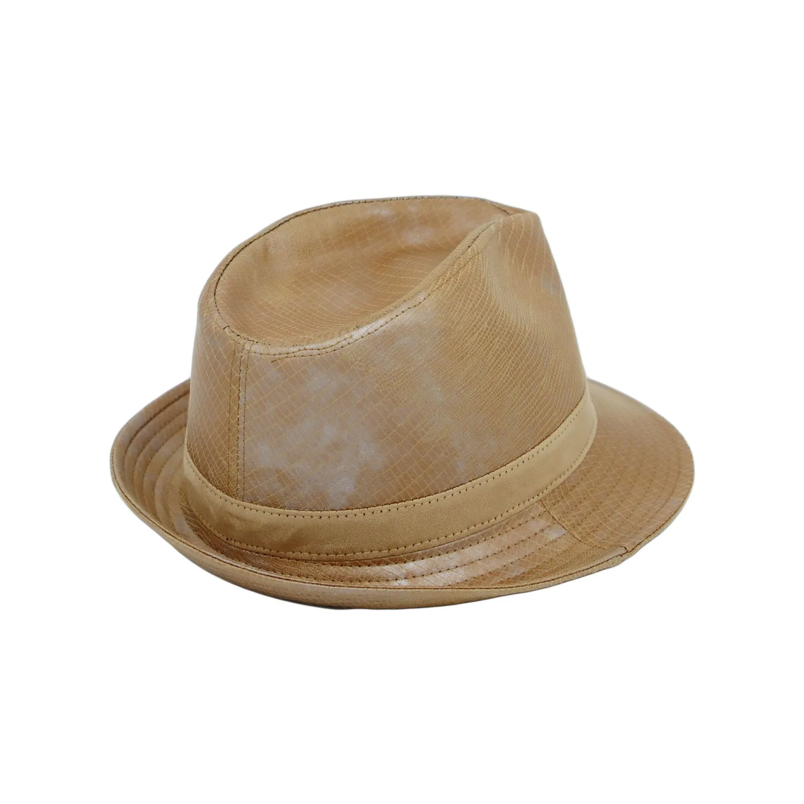 Fedora Hat Classic Faux Leather Short Brim with Band GN61332